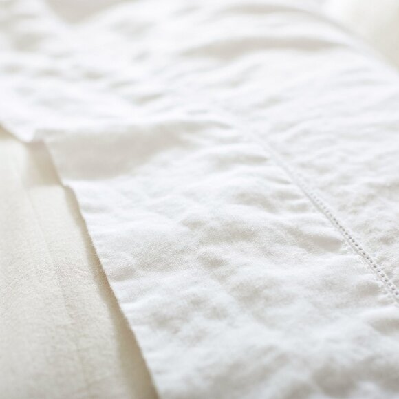 Pottery Barn White Queen Belgian Flax Linen Hemstitch Sheet Set - Picture 3 of 4